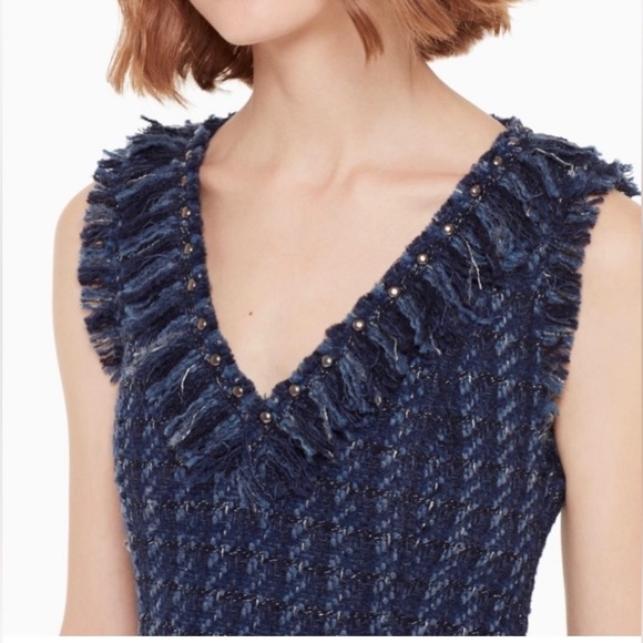 Kate Spade Tweed Blue Mini Dress size 2 - Picture 3 of 11